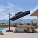PURPLE LEAF Provence Series Offset Cantilever Patio Umbrella with Bronze Aluminum Frame, Vented Canopy for Deck, Pool and Café