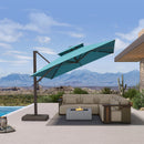 PURPLE LEAF Provence Series Offset Cantilever Patio Umbrella with Bronze Aluminum Frame, Vented Canopy for Deck, Pool and Café