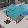 PURPLE LEAF Provence Series Offset Cantilever Patio Umbrella with Bronze Aluminum Frame, Vented Canopy for Deck, Pool and Café