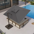 PURPLE LEAF Provence Series Offset Cantilever Patio Umbrella with Bronze Aluminum Frame, Vented Canopy for Deck, Pool and Café