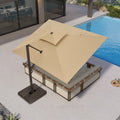 PURPLE LEAF Provence Series Offset Cantilever Patio Umbrella with Bronze Aluminum Frame, Vented Canopy for Deck, Pool and Café