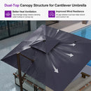 PURPLE LEAF Provence Series Offset Cantilever Patio Umbrella with Bronze Aluminum Frame, Vented Canopy for Deck, Pool and Café