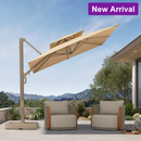 PURPLE LEAF Provence Series Outdoor Cantilever Patio Umbrella with Champagne Gold Frame for Terrace, Deck & Lounge