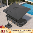 PURPLE LEAF Provence Series Patio Umbrella with Rectangular Pole, Cantilever Umbrella for Outdoor Garden & Pool