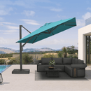 PURPLE LEAF Provence Series Patio Umbrella with Rectangular Pole, Cantilever Umbrella for Outdoor Garden & Pool