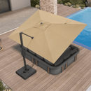 PURPLE LEAF Provence Series Patio Umbrella with Rectangular Pole, Cantilever Umbrella for Outdoor Garden & Pool