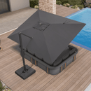 PURPLE LEAF Provence Series Patio Umbrella with Rectangular Pole, Cantilever Umbrella for Outdoor Garden & Pool