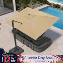 PURPLE LEAF Provence Series Patio Umbrella with Rectangular Pole, Cantilever Umbrella for Outdoor Garden & Pool
