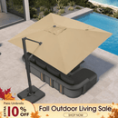 PURPLE LEAF Provence Series Patio Umbrella with Rectangular Pole, Cantilever Umbrella for Outdoor Garden & Pool