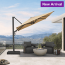PURPLE LEAF Provence Series Patio Umbrella with Rectangular Pole, Cantilever Umbrella for Outdoor Garden & Pool