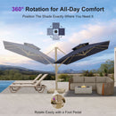 PURPLE LEAF Provence Series Outdoor Cantilever Patio Umbrella with Champagne Gold Frame for Terrace, Deck & Lounge