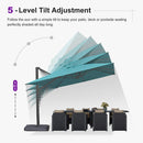 PURPLE LEAF Provence Series Patio Umbrella with Rectangular Pole, Cantilever Umbrella for Outdoor Garden & Pool