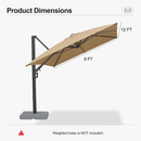 PURPLE LEAF Provence Series Patio Umbrella with Rectangular Pole, Cantilever Umbrella for Outdoor Garden & Pool