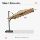 PURPLE LEAF Provence Series Patio Umbrella with Rectangular Pole, Cantilever Umbrella for Outdoor Garden & Pool