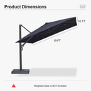 PURPLE LEAF Provence Series Patio Umbrella with Rectangular Pole, Cantilever Umbrella for Outdoor Garden & Pool