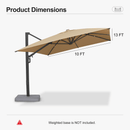 PURPLE LEAF Provence Series Patio Umbrella with Rectangular Pole, Cantilever Umbrella for Outdoor Garden & Pool