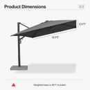 PURPLE LEAF Provence Series Patio Umbrella with Rectangular Pole, Cantilever Umbrella for Outdoor Garden & Pool