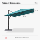 PURPLE LEAF Provence Series Patio Umbrella with Rectangular Pole, Cantilever Umbrella for Outdoor Garden & Pool
