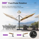 PURPLE LEAF Provence Series Patio Umbrella with Rectangular Pole, Cantilever Umbrella for Outdoor Garden & Pool