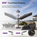 PURPLE LEAF Provence Series Patio Umbrella with Rectangular Pole, Cantilever Umbrella for Outdoor Garden & Pool
