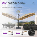 PURPLE LEAF Provence Series Patio Umbrella with Rectangular Pole, Cantilever Umbrella for Outdoor Garden & Pool