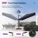 PURPLE LEAF Provence Series Patio Umbrella with Rectangular Pole, Cantilever Umbrella for Outdoor Garden & Pool