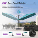 PURPLE LEAF Provence Series Patio Umbrella with Rectangular Pole, Cantilever Umbrella for Outdoor Garden & Pool