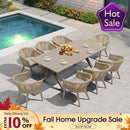PURPLE LEAF 7/9/11 Pieces Outdoor Dining Set Aluminum Table & Wicker Rattan Chairs Modern Patio Furniture Set for Deck