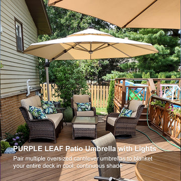 10/11/12ft Solar LED Round Cantilever Patio Umbrella 10/11/12ft Solar LED Round Cantilever Patio Umbrella