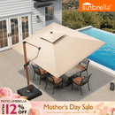 PURPLE LEAF SUNBRELLA Cantilever Umbrella Deluxe Wood Pattern Patio Umbrella