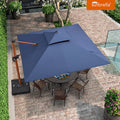 PURPLE LEAF SUNBRELLA Cantilever Umbrella Deluxe Wood Pattern Patio Umbrella
