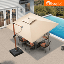 PURPLE LEAF SUNBRELLA Cantilever Umbrella Deluxe Wood Pattern Patio Umbrella