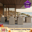 PURPLE LEAF Sanori Patio Dining Set Modern Large Weather-Resistant Table and Aluminum Chairs with Cushions for Garden Beige