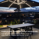 PURPLE LEAF Large Solar Yard Umbrellas Double Top Square Patio Umbrella with Lights