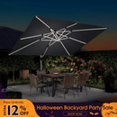 PURPLE LEAF Solar Powered Umbrella LED Rectangular Patio Umbrella with Lights
