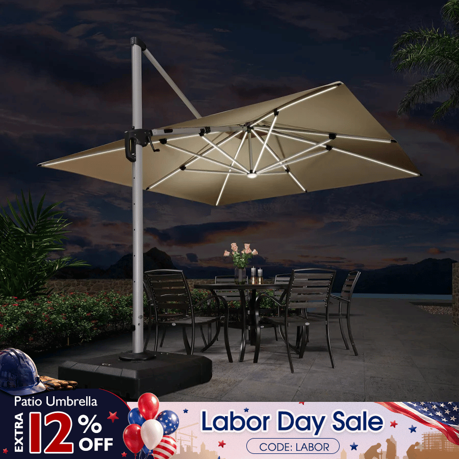 11 square patio umbrella PURPLE LEAF Large Solar Yard Umbrellas Double Top with Lights Vittoria Terreno Pro T50 labor day sale Host unforgettable evening gatherings Visor Type:Clear