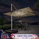 PURPLE LEAF Large Solar Yard Umbrellas Double Top Square Patio Umbrella with Lights