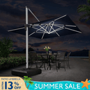 PURPLE LEAF Large Solar Yard Umbrellas Double Top Square Patio Umbrella with Lights