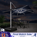PURPLE LEAF Large Solar Yard Umbrellas Double Top Square Patio Umbrella with Lights