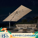 PURPLE LEAF Large Solar Yard Umbrellas Double Top Square Patio Umbrella with Lights