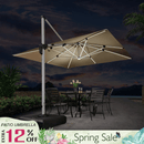PURPLE LEAF Large Solar Yard Umbrellas Double Top Square Patio Umbrella with Lights