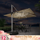 PURPLE LEAF Large Solar Yard Umbrellas Double Top Square Patio Umbrella with Lights