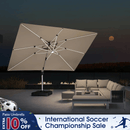 PURPLE LEAF Solar Powered Umbrella LED Rectangular Patio Umbrella with Lights