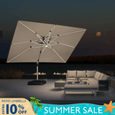 PURPLE LEAF Solar Powered Umbrella LED Rectangular Patio Umbrella with Lights