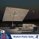 PURPLE LEAF Solar Powered Umbrella LED Rectangular Patio Umbrella with Lights