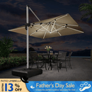 PURPLE LEAF Large Solar Yard Umbrellas Double Top Square Patio Umbrella with Lights