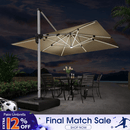 PURPLE LEAF Large Solar Yard Umbrellas Double Top Square Patio Umbrella with Lights