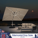 PURPLE LEAF Solar Powered Umbrella LED Rectangular Patio Umbrella with Lights