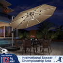 PURPLE LEAF Round Solar Lighted Cantilever Umbrella Outside Patio Umbrella with Lights