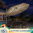 PURPLE LEAF Round Solar Lighted Cantilever Umbrella Outside Patio Umbrella with Lights